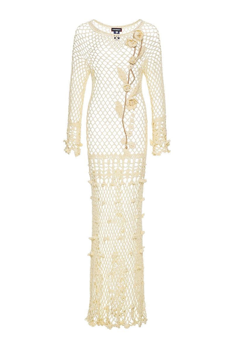 BUTTER YELLOW VANILLA HANDMADE CROCHET DRESS - CULT MIA