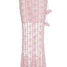 Pink vanilla handmade knit midi skirt by Andreeva, featuring soft knit fabric and a stylish, flowing design.