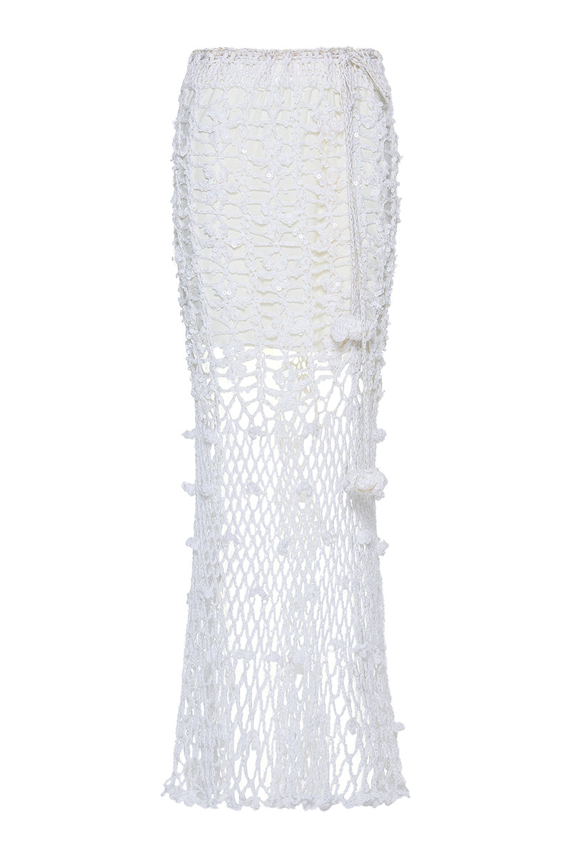WHITE VANILLA HANDMADE CROCHET SKIRT - CULT MIA