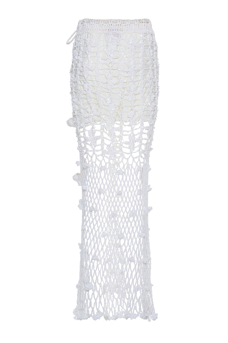 WHITE VANILLA HANDMADE CROCHET SKIRT - CULT MIA