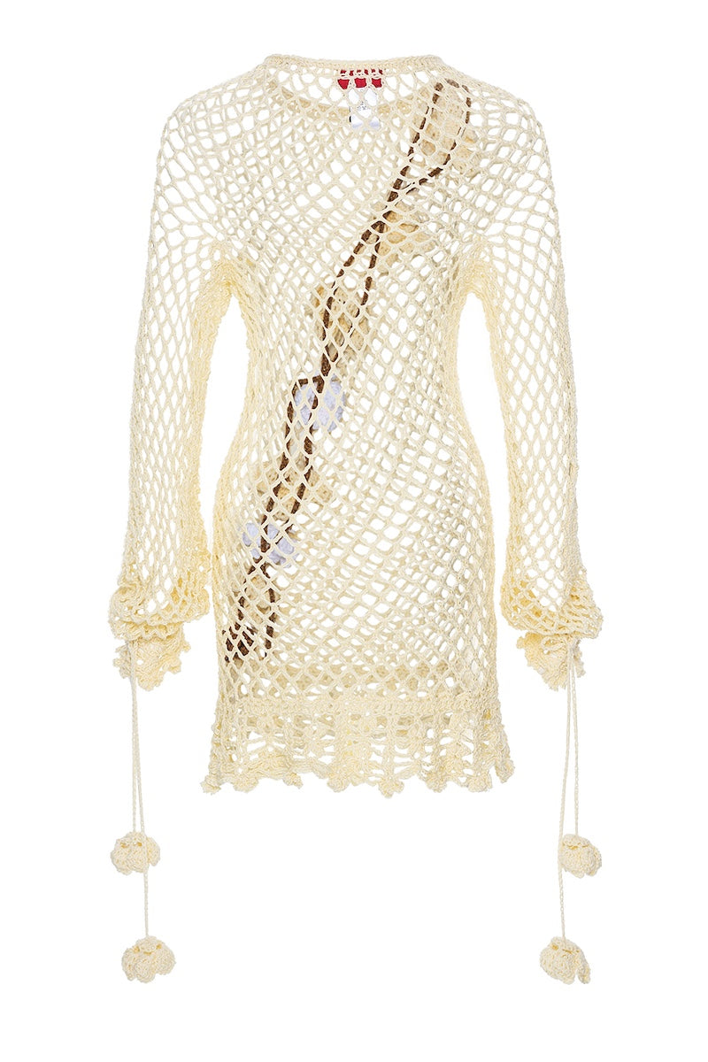 VANILLA MULTICOLOR HANDMADE CROCHET TOP-DRESS - CULT MIA