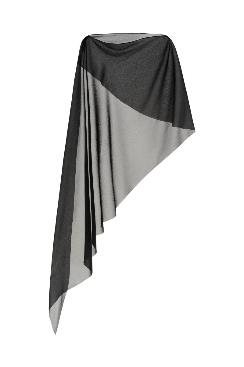BLACK ASYMMETRIC SEE-THROUGH CAPE - CULT MIA