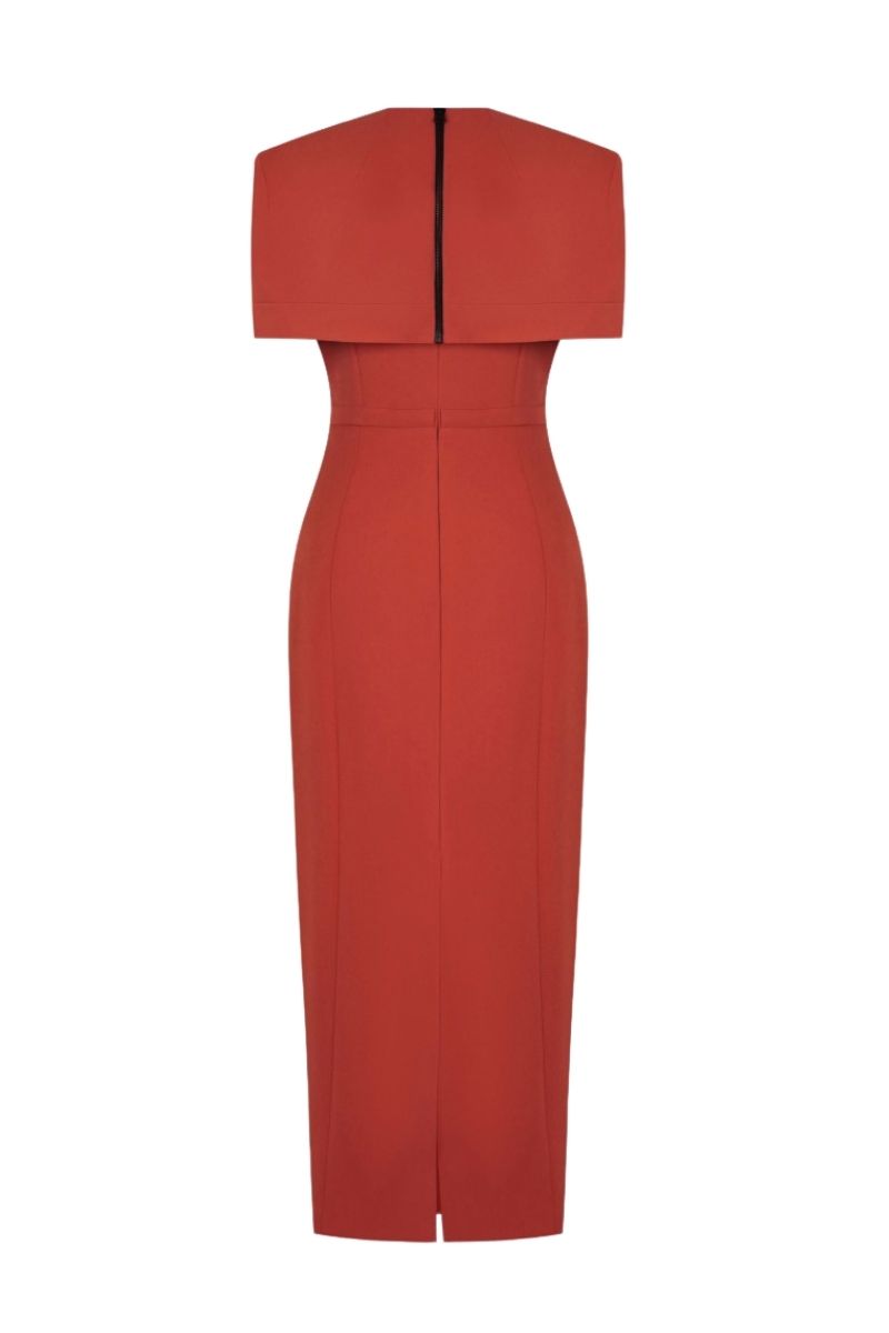 NAOMI BURNT ORANGE MIDI DRESS - CULT MIA