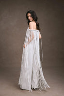 Keira Tong fringe lace corset top with intricate lace details and fringe accents, stylish and fashionable women's top.