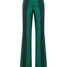 ColoReve flat flared green striped pants with a high waist and relaxed fit, displayed on a model.