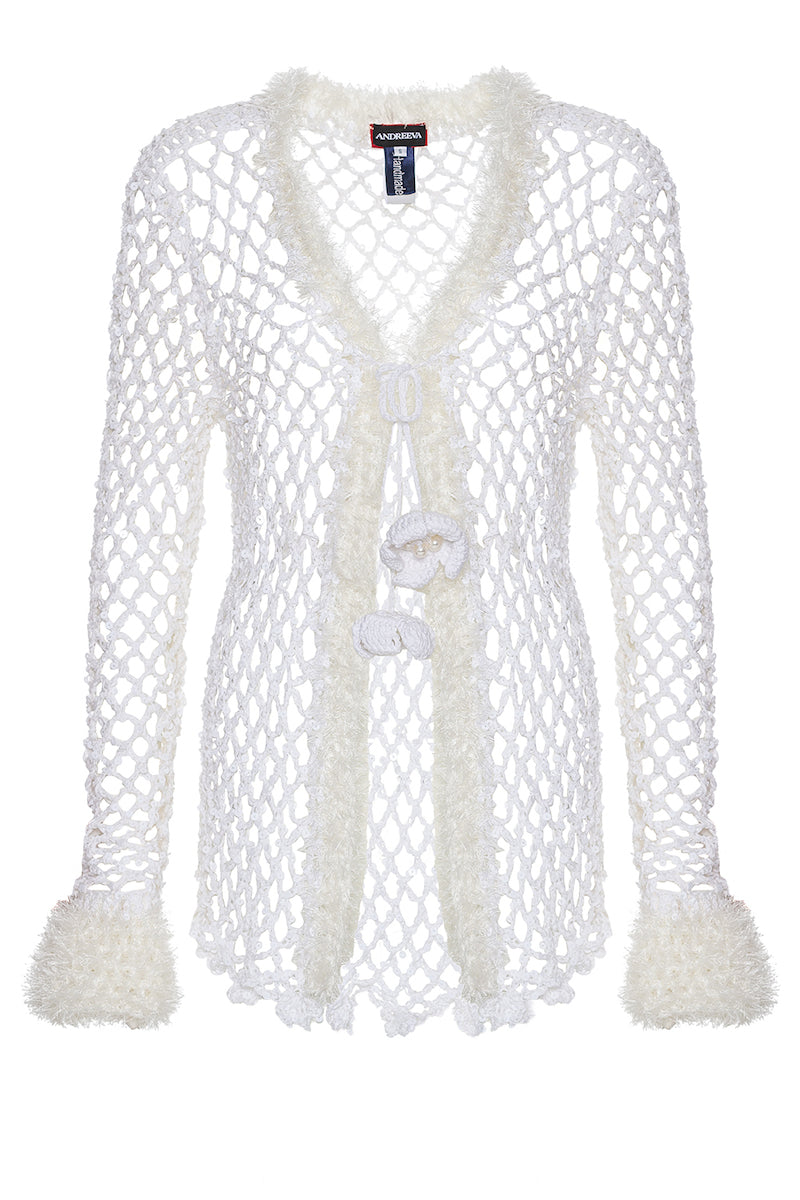 WHITE VANILLA HANDMADE CROCHET SHIRT - CULT MIA