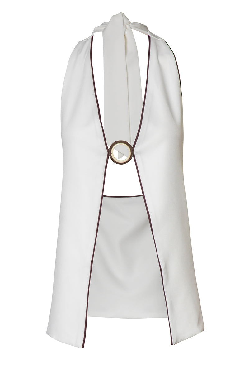 Baobab Bianca vest in cappuccino, sleeveless knit vest with a soft texture, displayed on a plain background.