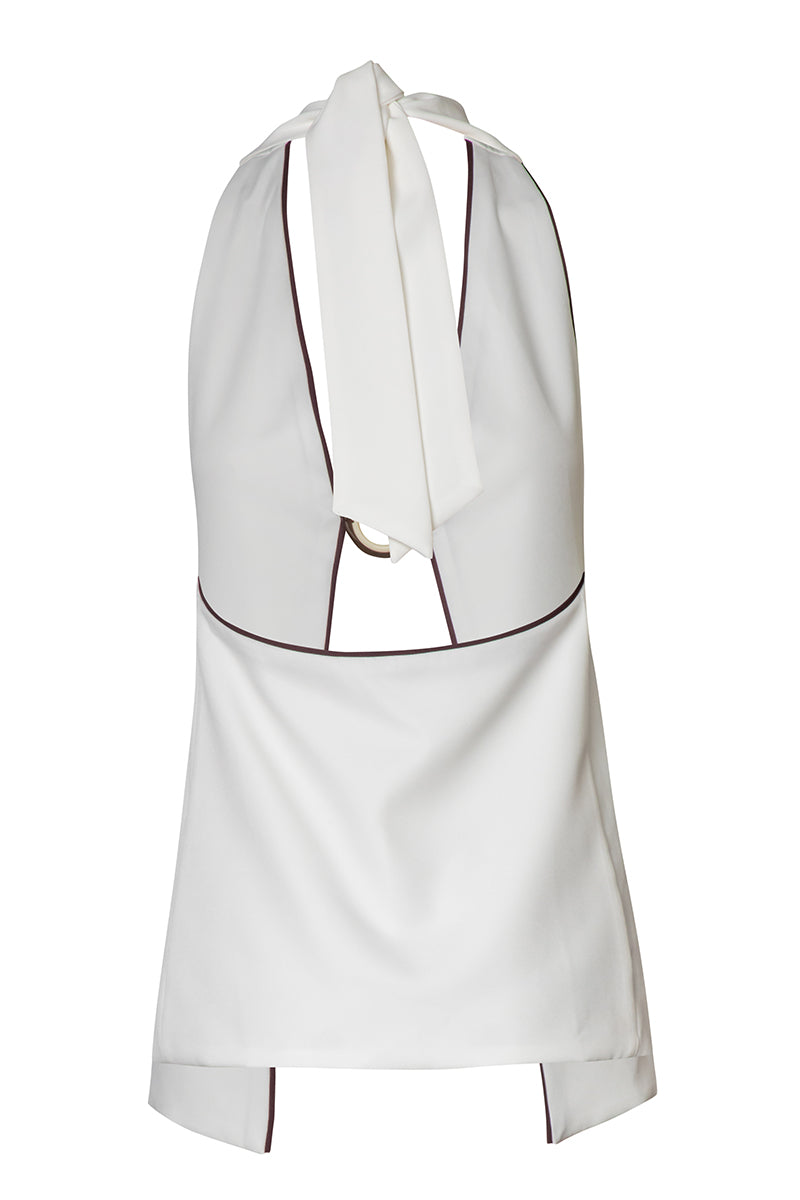 Baobab Bianca vest in cappuccino, sleeveless knit vest with a soft, cozy texture and a classic fit, displayed on a neutral background.