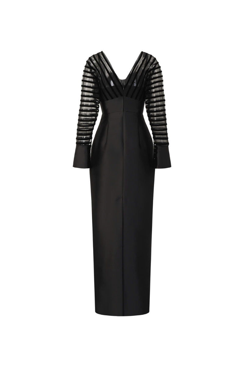 Elegant Tracy gown by Arti Apparel featuring a flowing silhouette and stylish design, shown in a full-length view.