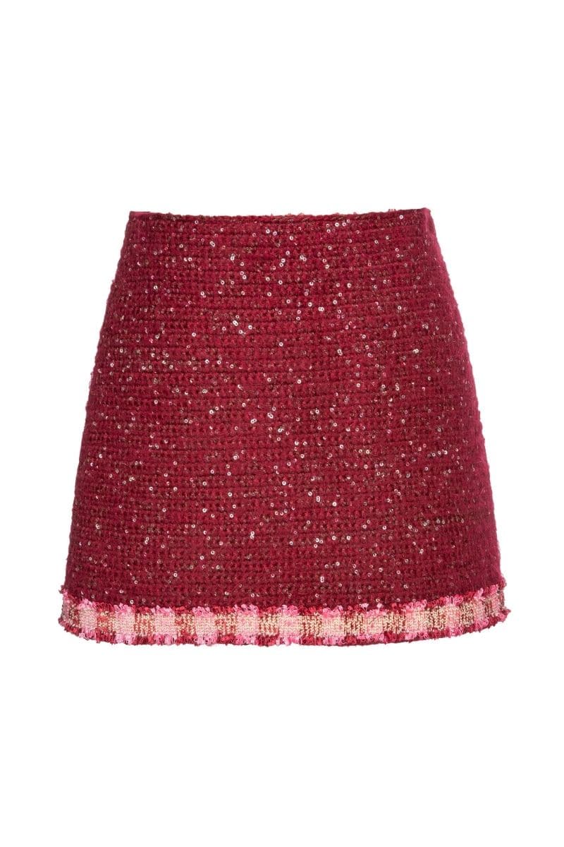 ROZANY RED KNITTED MINI SKIRT - CULT MIA