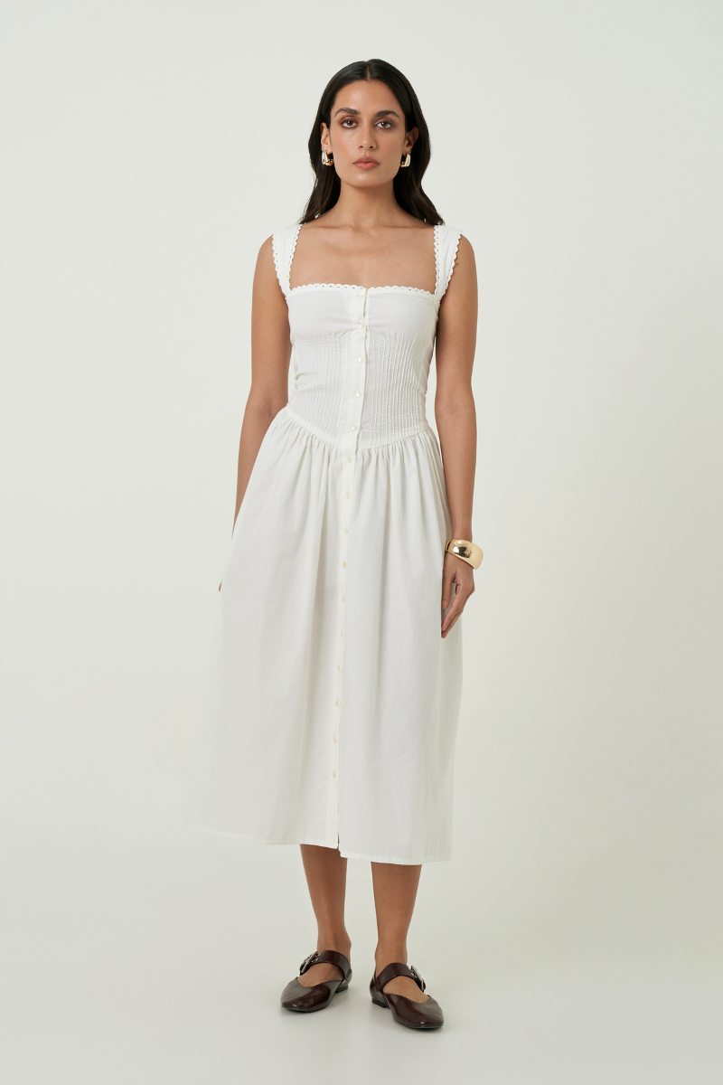 LUNA MIDI DRESS IN WHITE - CULT MIA