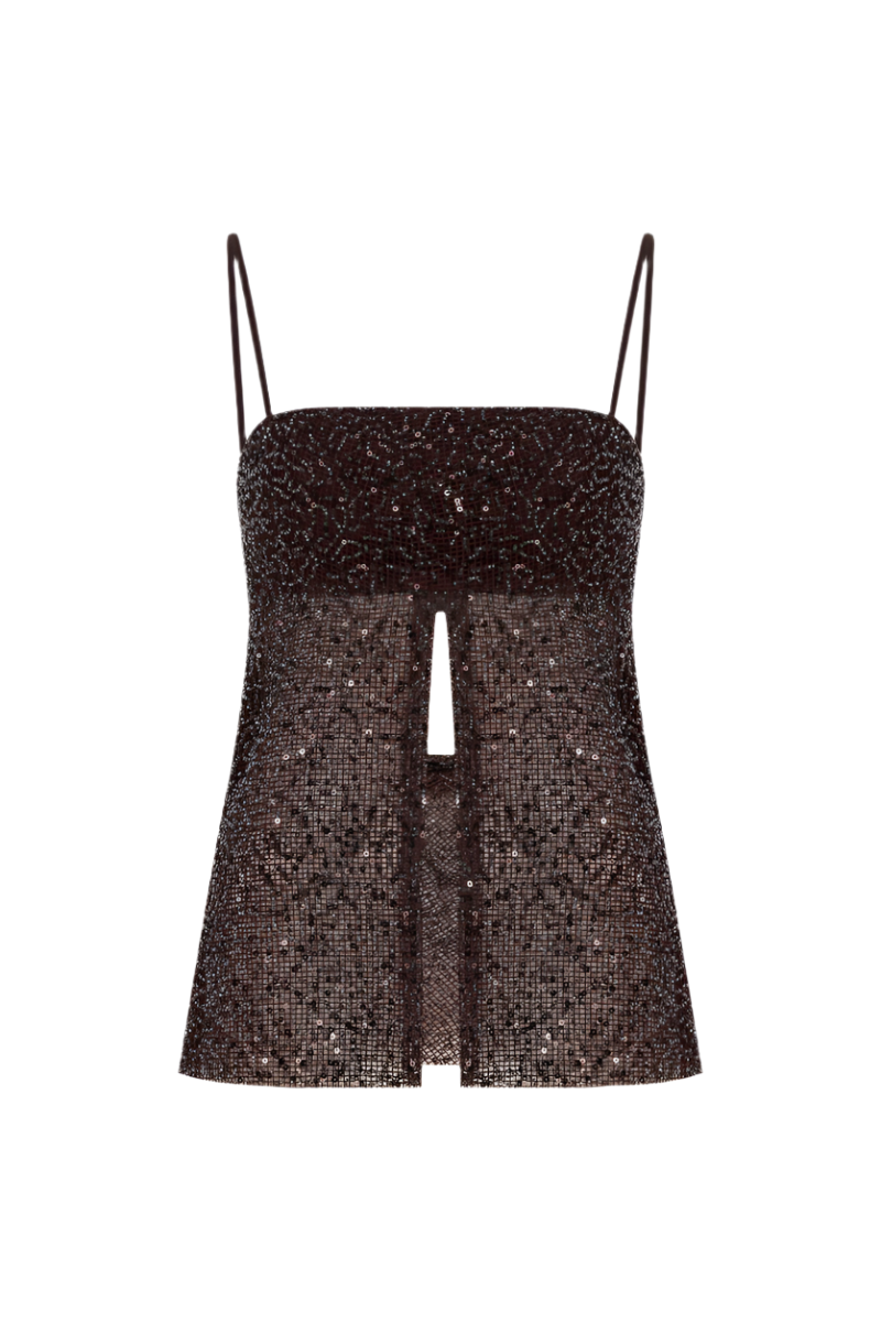 ASITA TOP IN BROWN SEQUIN - CULT MIA