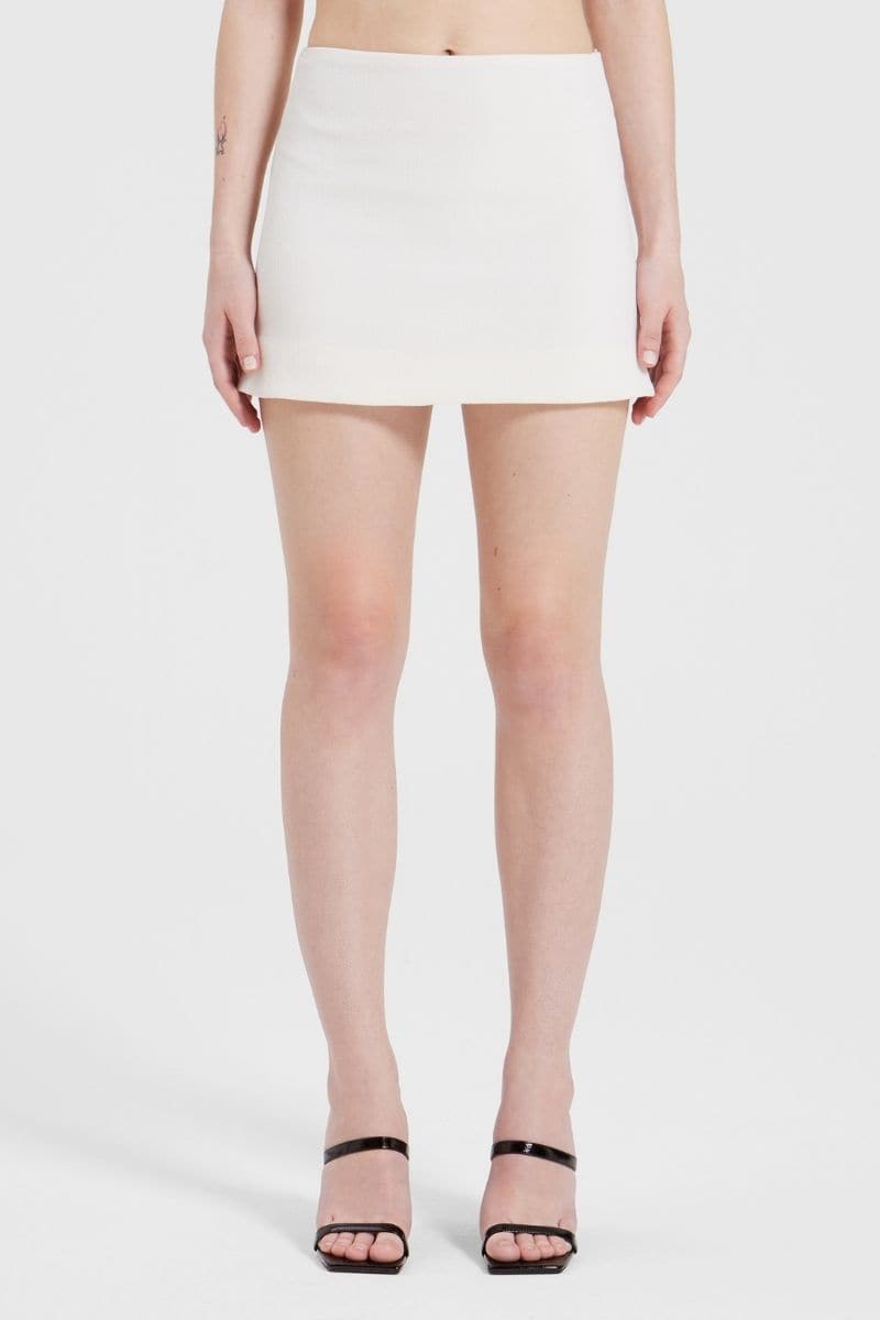 IVORY HIGH-RISE MINI SKIRT - CULT MIA