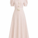 White Plan Quincy midi dress featuring a stylish design with a fitted waist and flowing hem, perfect for casual or formal occasions.