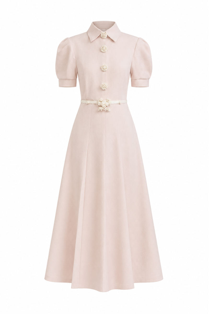 White Plan Quincy midi dress featuring a stylish design with a fitted waist and flowing hem, perfect for casual or formal occasions.