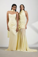 Deme By Gabriella Celeste Maxi Dress in flowing fabric with a fitted waist and elegant neckline, perfect for summer occasions.
