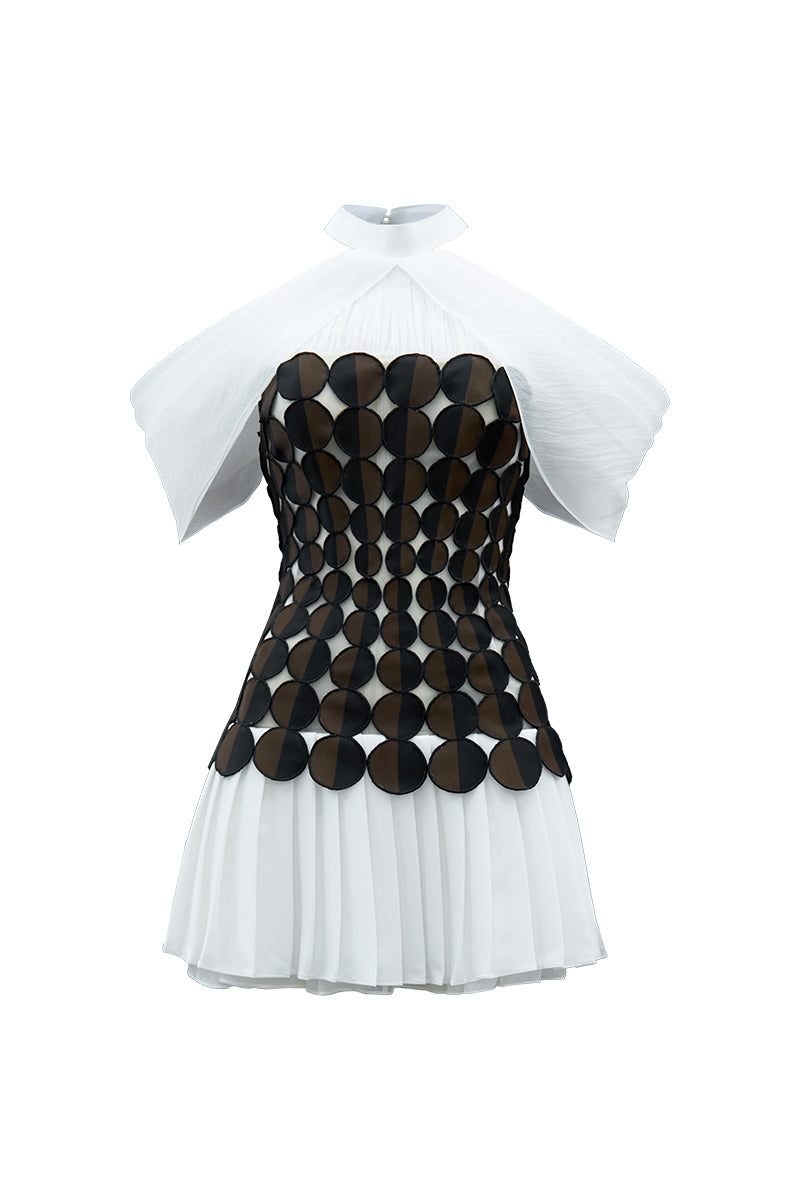 Do Long Moonlit Veil mini dress in elegant, flowing fabric with delicate detailing, perfect for stylish evening wear.