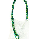 SERPENT BIG white silver shoulder bag with green tones by SAC DE SOUL, featuring a textured snake skin pattern and silver hardware.