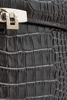 Dark brown croco-embossed Stephanie bag from VIKELE STUDIO, top handle bag with sleek design and textured finish.