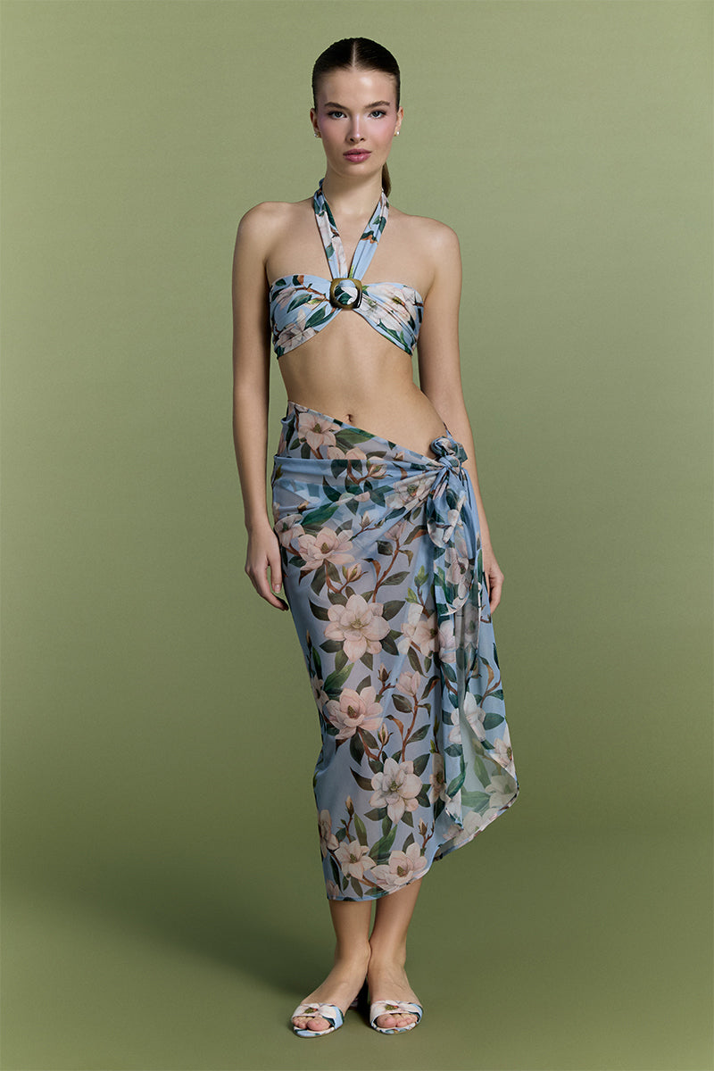 Nur Karaata Maldives Muse Pareo cover-up with vibrant tropical print, lightweight fabric, and flowing design for beachwear style.