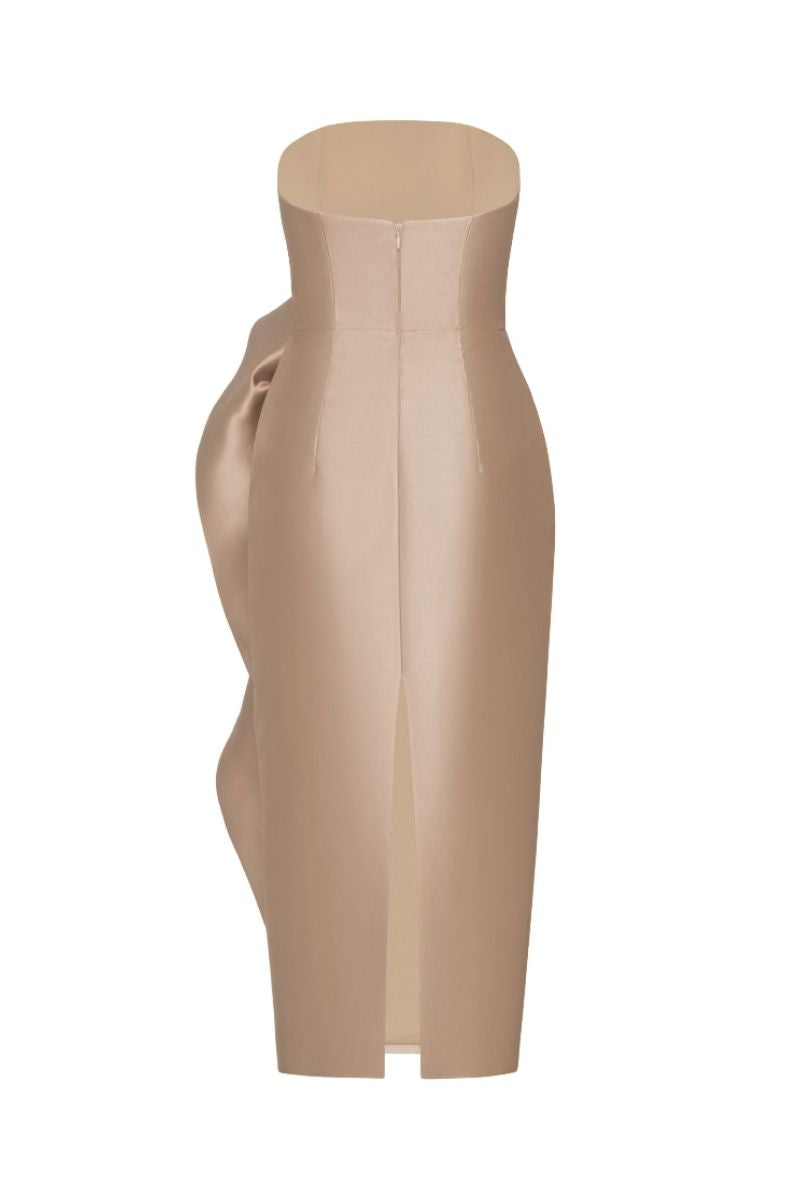 HACCHIC COUTURE ROSIE GOLD PENCIL MIDI DRESS | Cult Mia HACCHIC COUTURE ROSIE GOLD PENCIL MIDI DRESS | Cult Mia