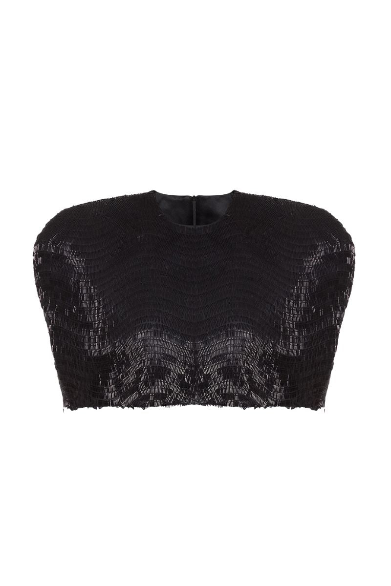 Black sequin cape jacket by Balykina, stylish evening outerwear with shimmering sequins and elegant design.