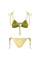 Reversible green and yellow bikini set by Suncillo, featuring a stylish two-tone design with adjustable straps.