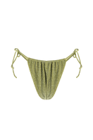 Suncillo Virna Sparkly Lime Green Bikini bottom with glittery fabric and sleek design, shown on a model.