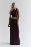 ZUT Laurel leather top featuring fitted design, smooth leather texture, and stylish neckline, perfect for chic casual wear.