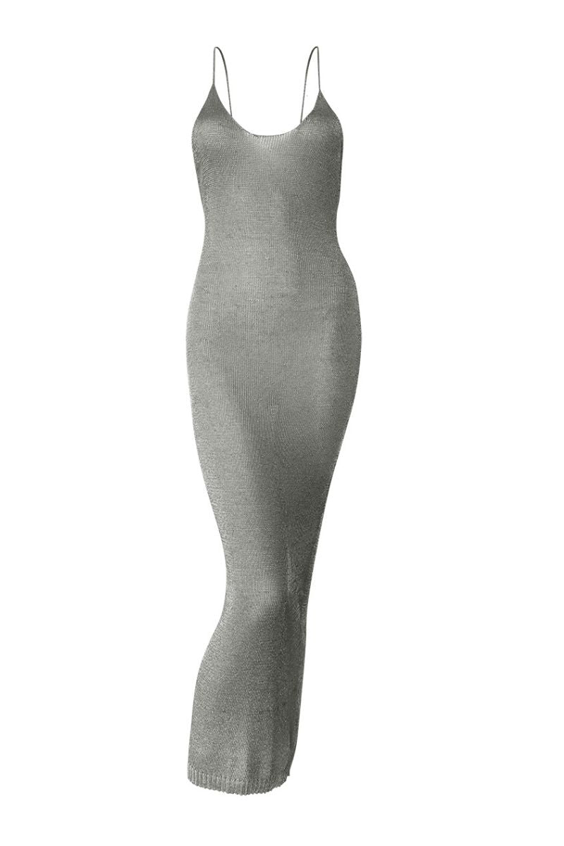 french grey nichelle knit maxi dress SILVER SPARKLY | CULT MIA elevated look. Bec + Bridge Clementine nuclear dress Size:22 (4Y)