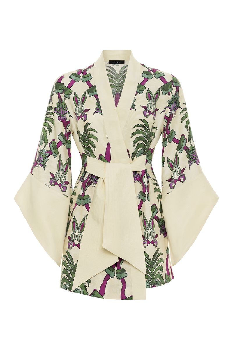 AQUAFLORA AMARA MINI KIMONO ROBE IN PALMERA - CULT MIA