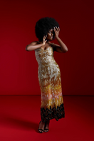 Onalaja Honey Maxi Dress featuring a flowing, elegant design with a honey-colored fabric and stylish silhouette.
