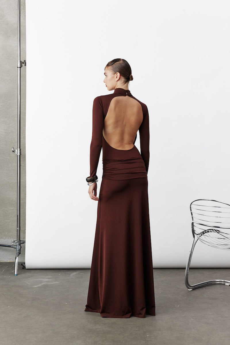 brown jersey maxi dress Blaire Jersey Maxi Dress