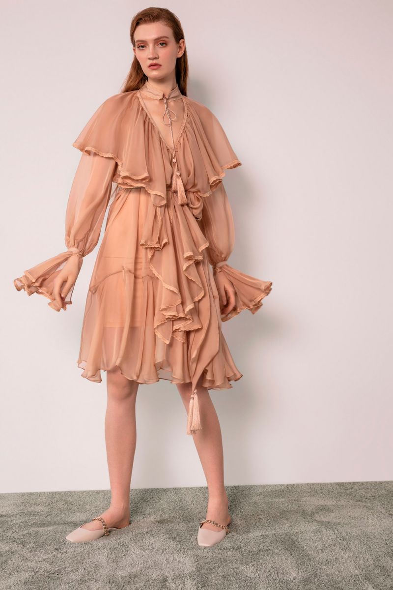 OCEAN OF THE TENDERNESS MIDI DRESS IN BEIGE - CULT MIA