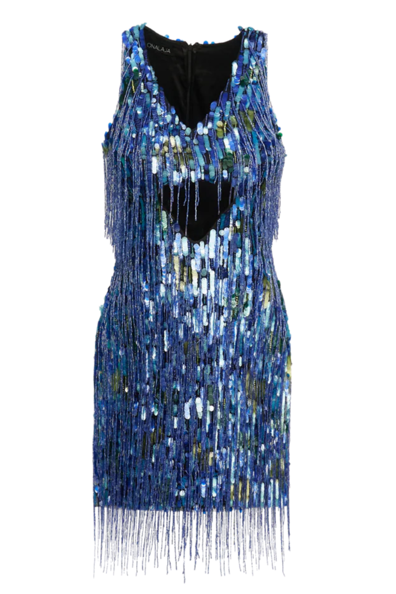 ISI FRINGE DRESS IN BLUE