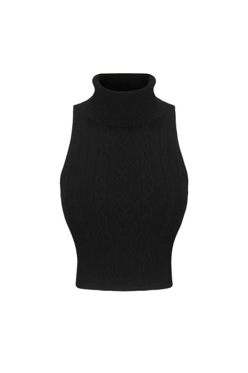 JANELLE BLACK KNIT TOP - CULT MIA