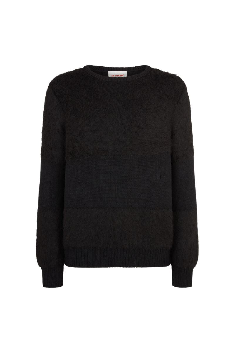 TWO-TONE CREWNECK IN BLACK - CULT MIA