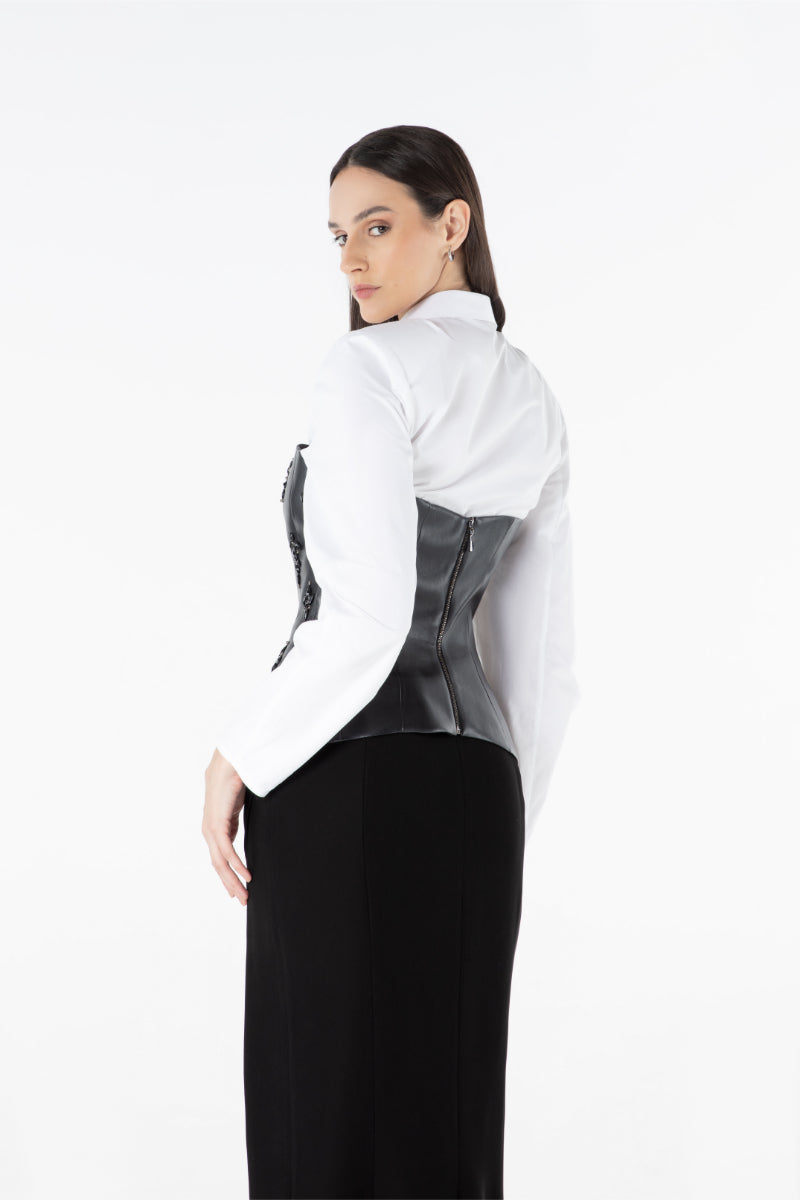 Lili Blanc Meridian Contour Maxi Skirt in flowing fabric with a fitted waist and elegant drape, perfect for stylish occasions.
