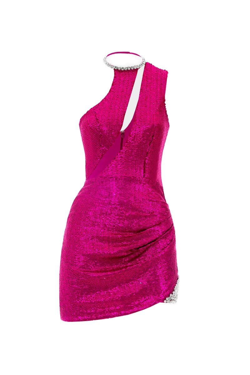 FUCHSIA SEQUINNED MINI DRESS - CULT MIA