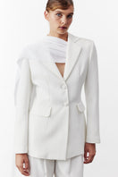 Nazlı Ceren Marylebone blazer with chiffon in white, tailored blazer featuring elegant chiffon accents and structured fit.