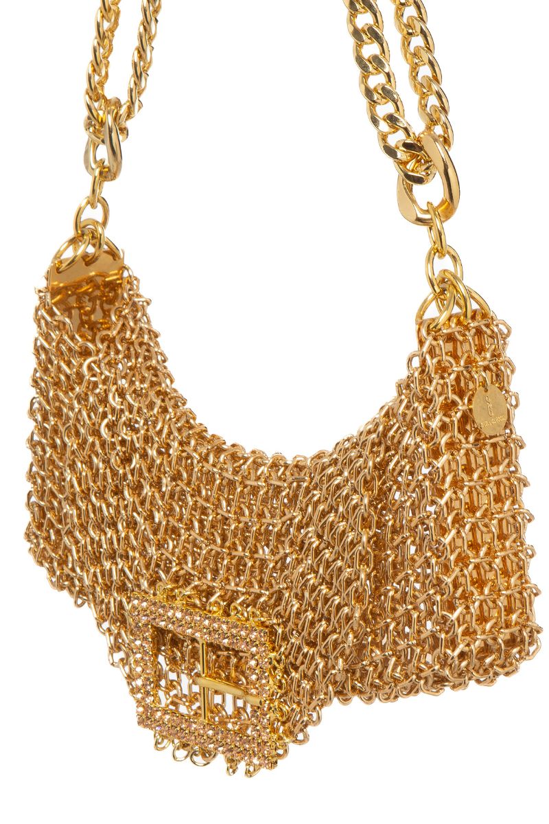 Silvia Gnecchi medium baby girl shoulder bag with soft pink leather, gold-tone hardware, and adjustable strap, stylish and functional.