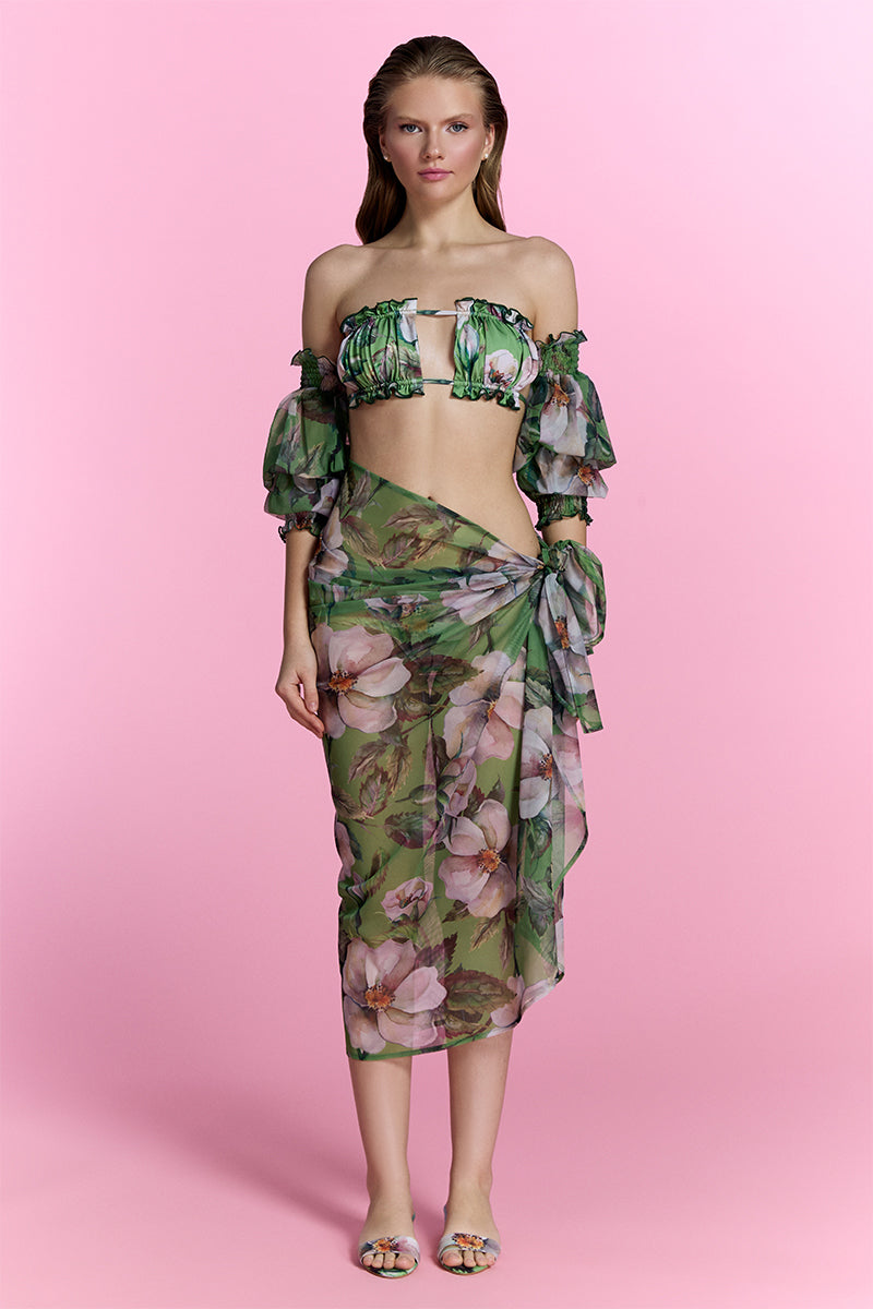 Nur Karaata Sheer Escape Pareo cover-up featuring lightweight, semi-transparent fabric and stylish design for beach or poolside wear.