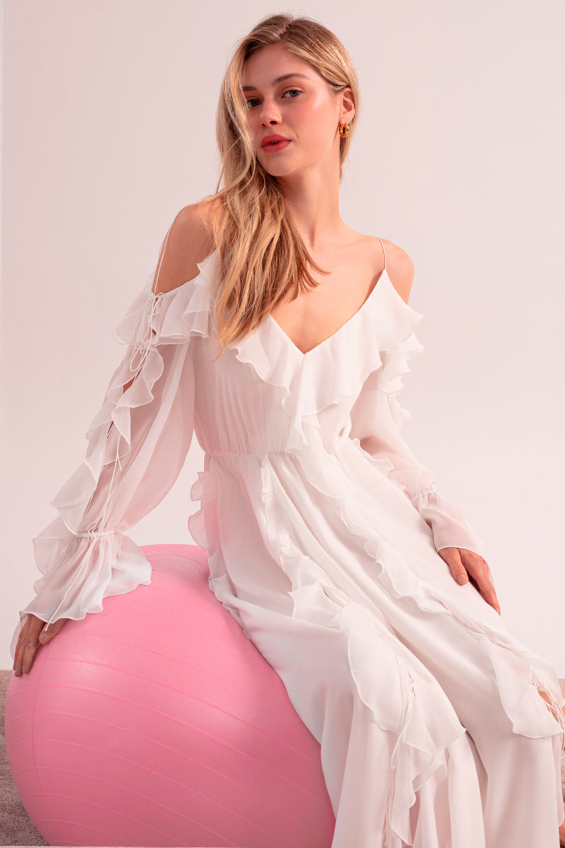 MORNING FOREST MAXI DRESS IN WHITE - CULT MIA