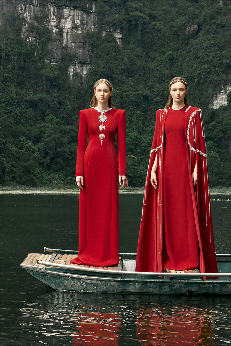 RED OPEN BACK FLOOR LENGTH GOWN - CULT MIA
