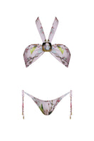 Nur Karaata Coastal Calm bikini top with soft pastel colors and adjustable straps, perfect for beachwear and summer vacations.
