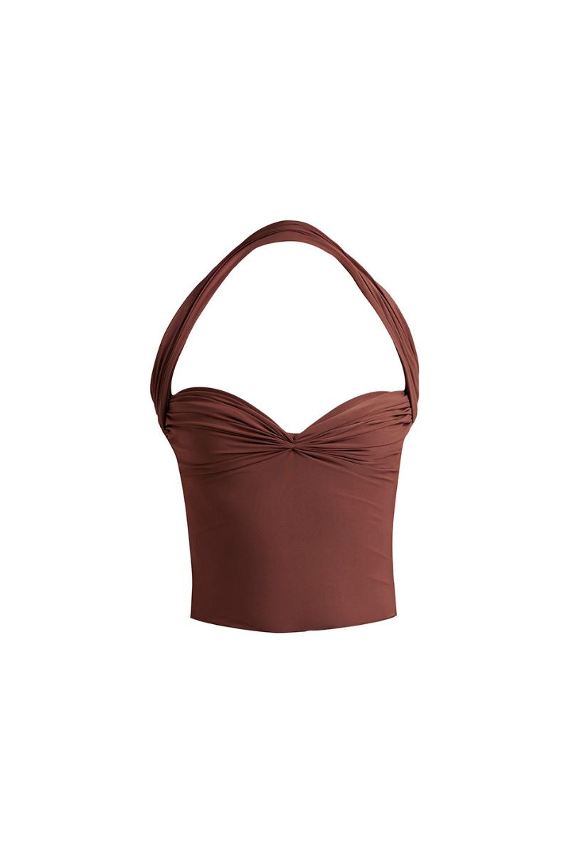 Deme By Gabriella brick-colored COLE top, stylish sleeveless blouse with a relaxed fit, displayed on a white background.
