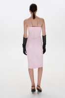 Pink ARIA midi dress by BALYKINA, showcasing a stylish flowy fabric and elegant midi-length design.