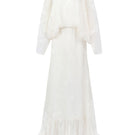 Arti Apparel Solara Maxi Dress in flowing fabric with a fitted waist and elegant design, perfect for summer wear.