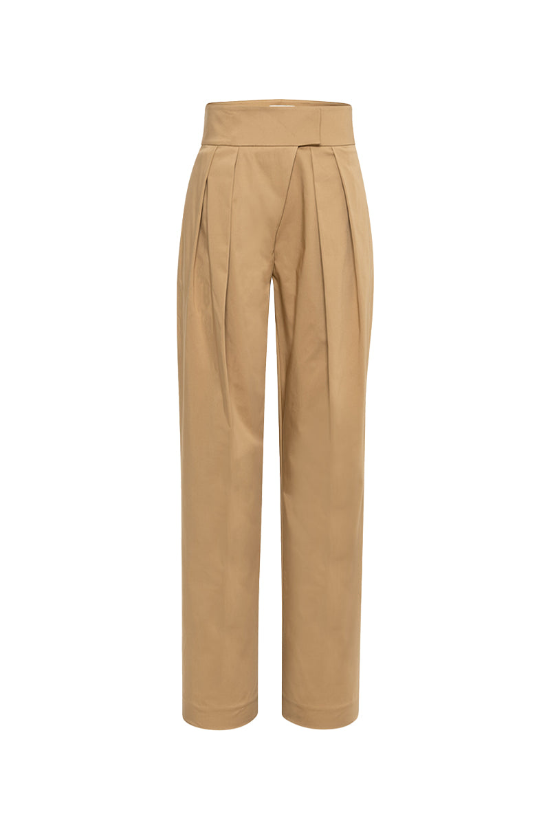 VEYRA PLEATED TROUSERS IN WARM CAMEL