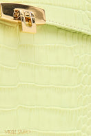 VIKELE STUDIO Stephanie bag in lemon croco leather, top handle bag with textured yellow crocodile pattern and gold-tone hardware.